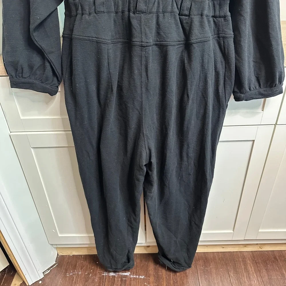 Free People Beach Faye Jumpsuit Womens L Black Long Sleeve Utility Relaxed Boho - Picture 15 of 16